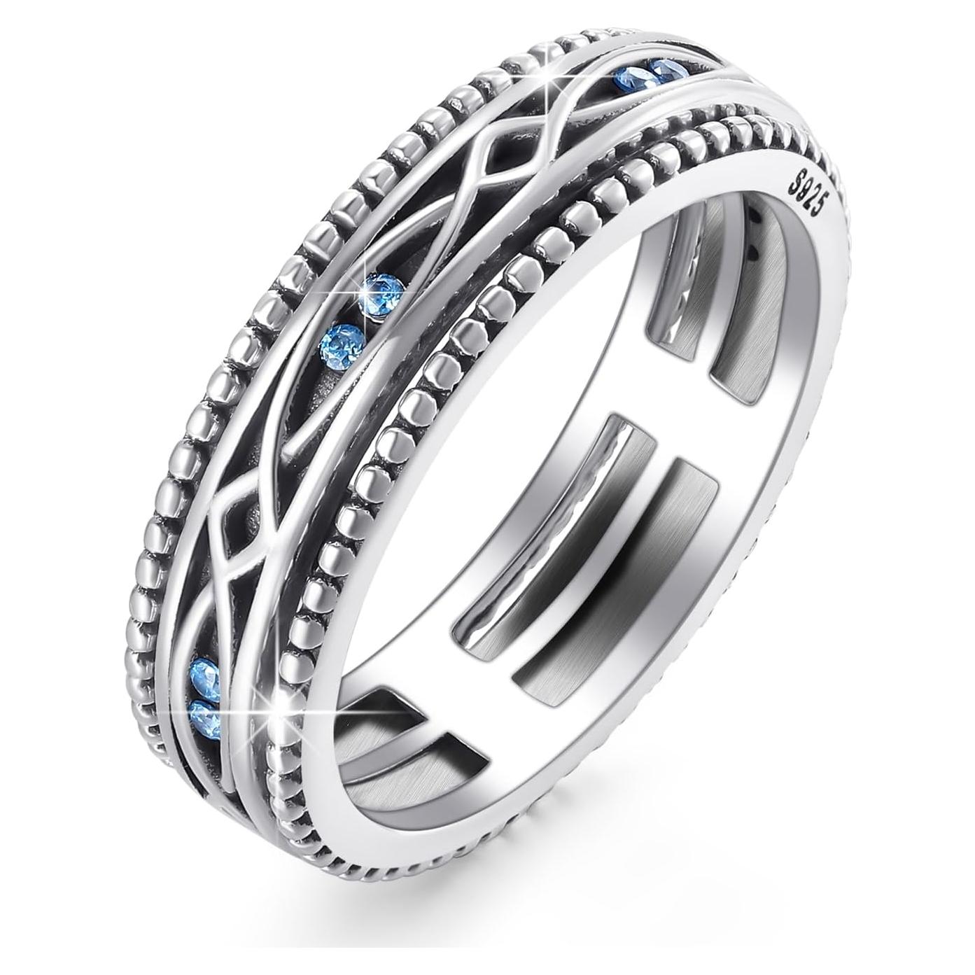 Anillo Giratorio de Ansiedad Plata Esterlina 925 Ojo Maligno