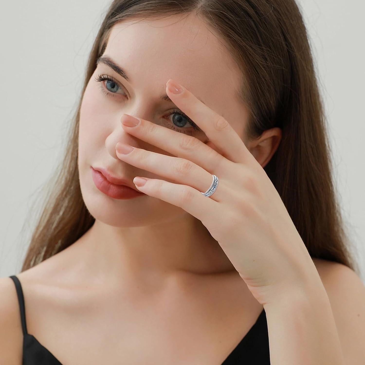 Anillo Giratorio de Ansiedad Plata Esterlina 925 Ojo Maligno