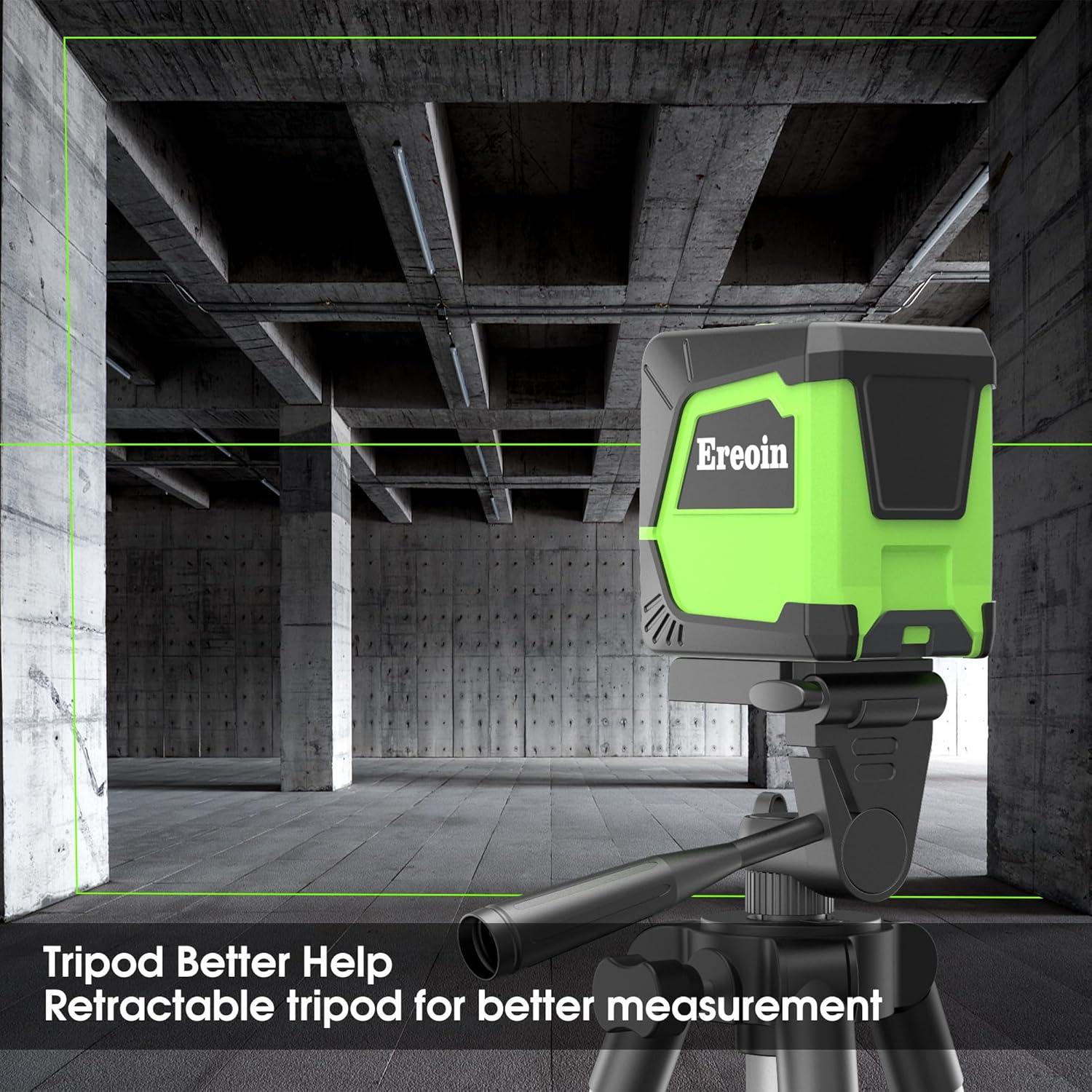Nivel láser Ereoin con trípode 30m autocompensante verde