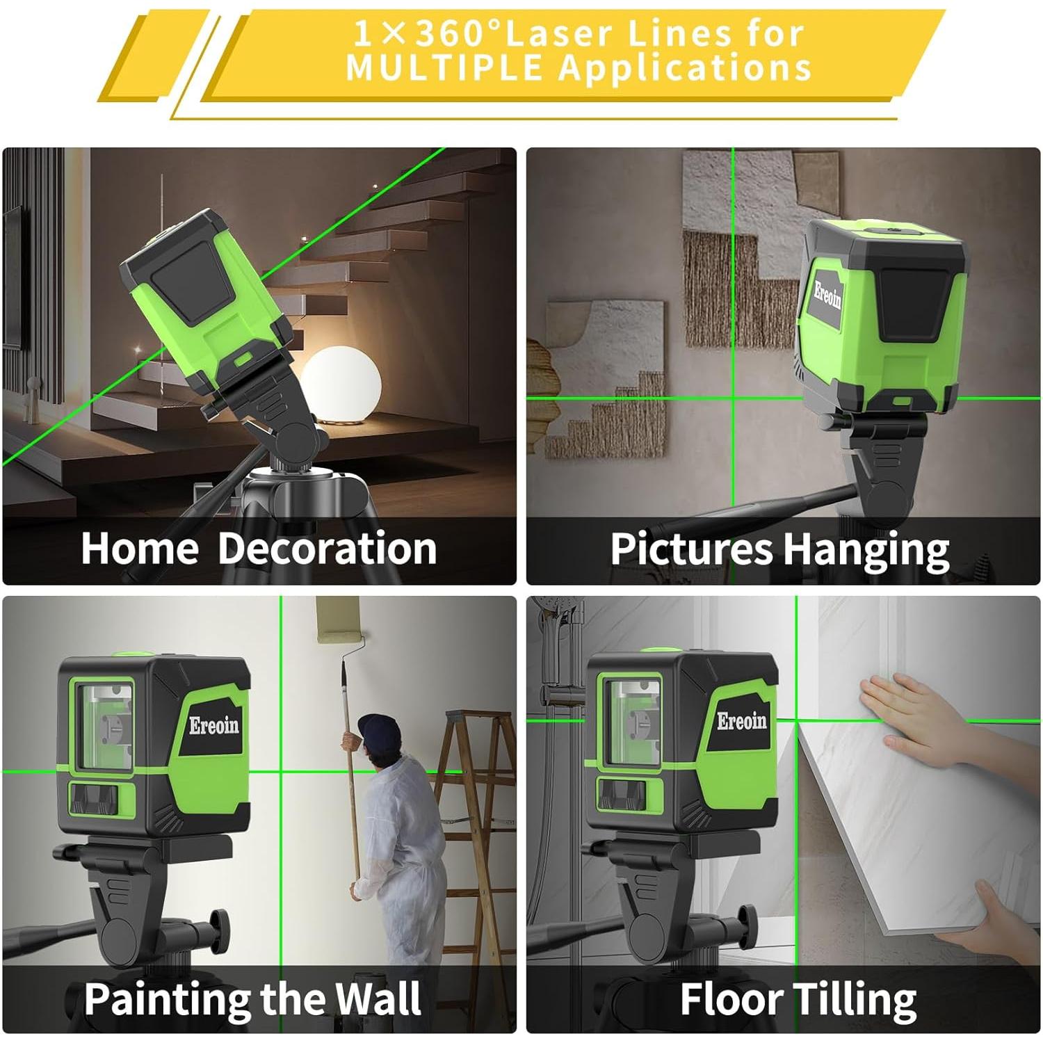 Nivel láser Ereoin con trípode 30m autocompensante verde