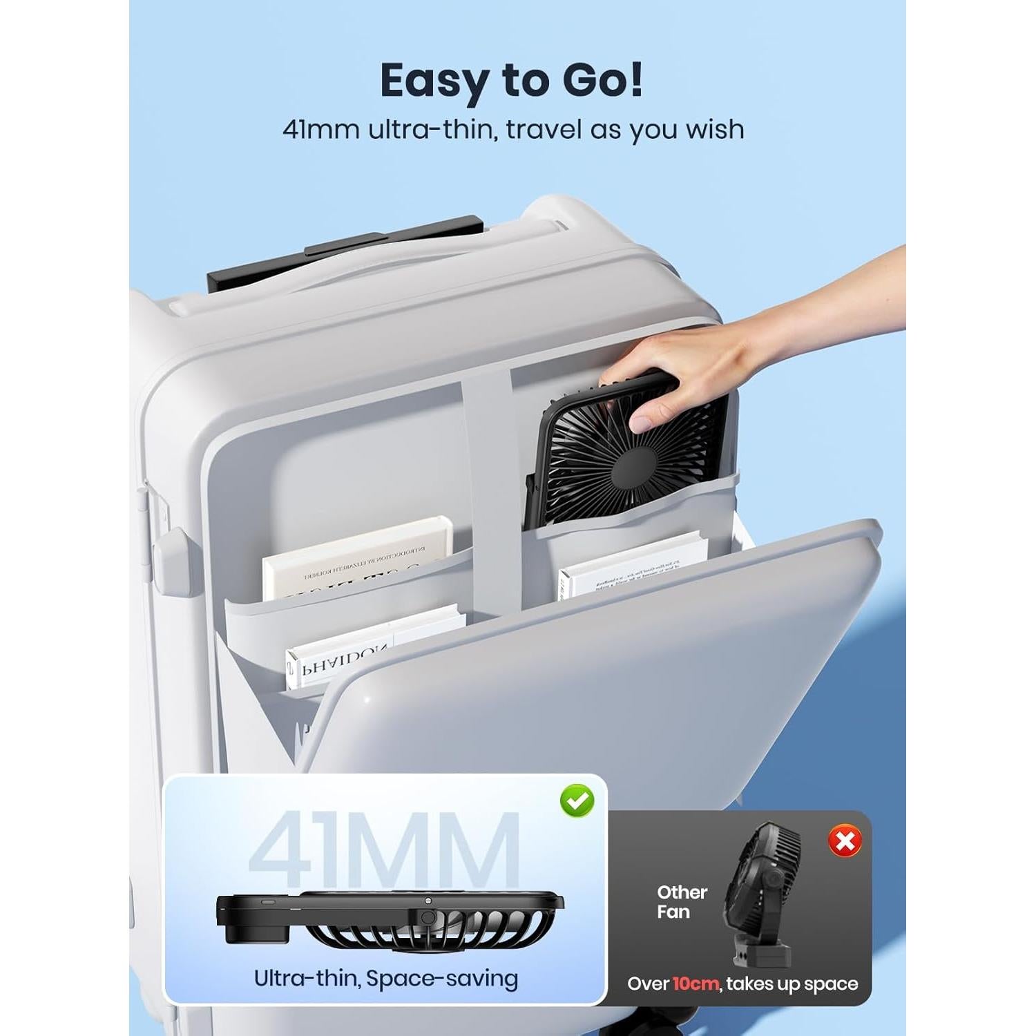 Ventilador Portátil Warmco D3 10000mAh 7" Recargable Negro