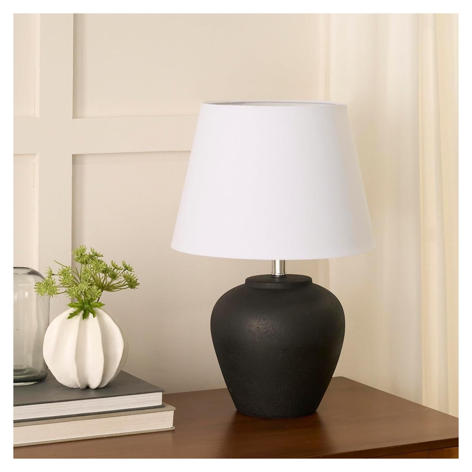 Lámpara de Mesa Nourison de Cerámica Negra 50.8 cm