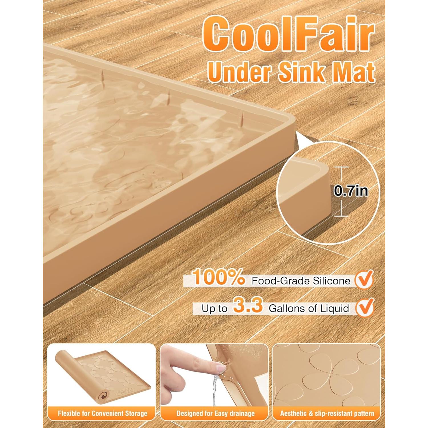Tapete Impermeable CoolFair 86.36x55.88 cm Silicona Beige