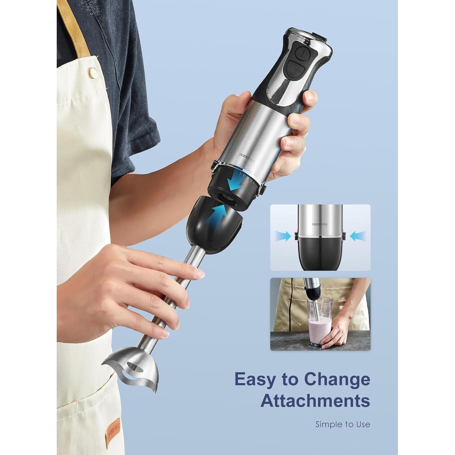 Batidora de Inmersión Reemix 5 en 1 1000W Acero Inoxidable