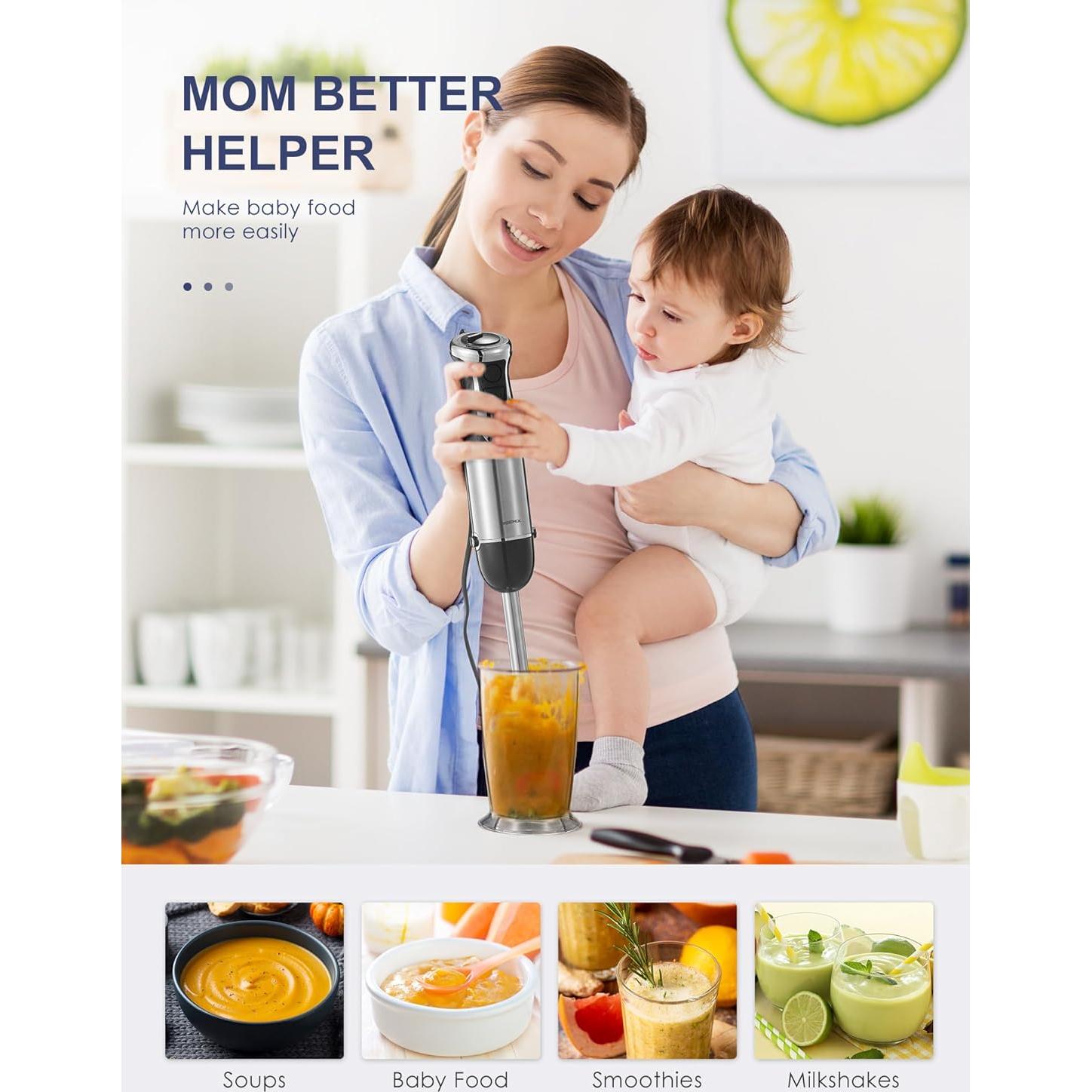 Batidora de Inmersión Reemix 5 en 1 1000W Acero Inoxidable