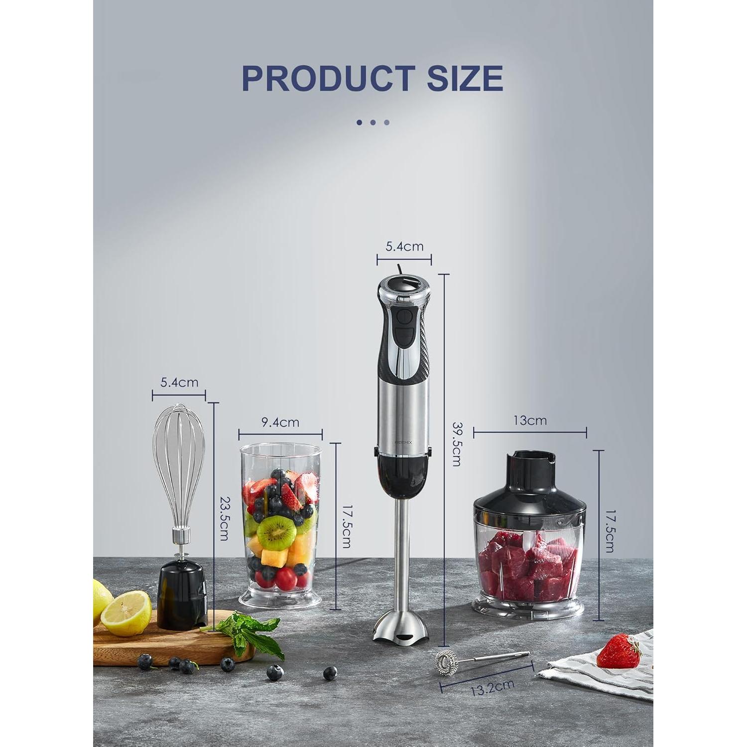 Batidora de Inmersión Reemix 5 en 1 1000W Acero Inoxidable