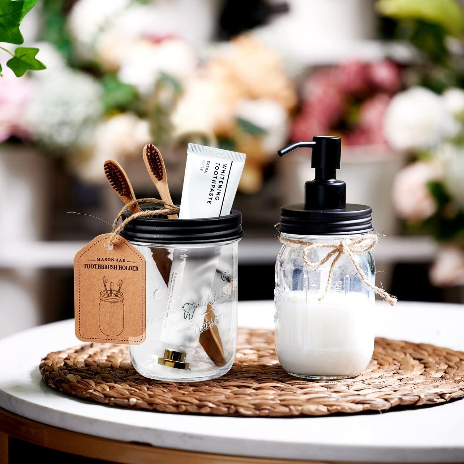 Soporte para Cepillos de Dientes Amolliar - Frasco Mason Negro