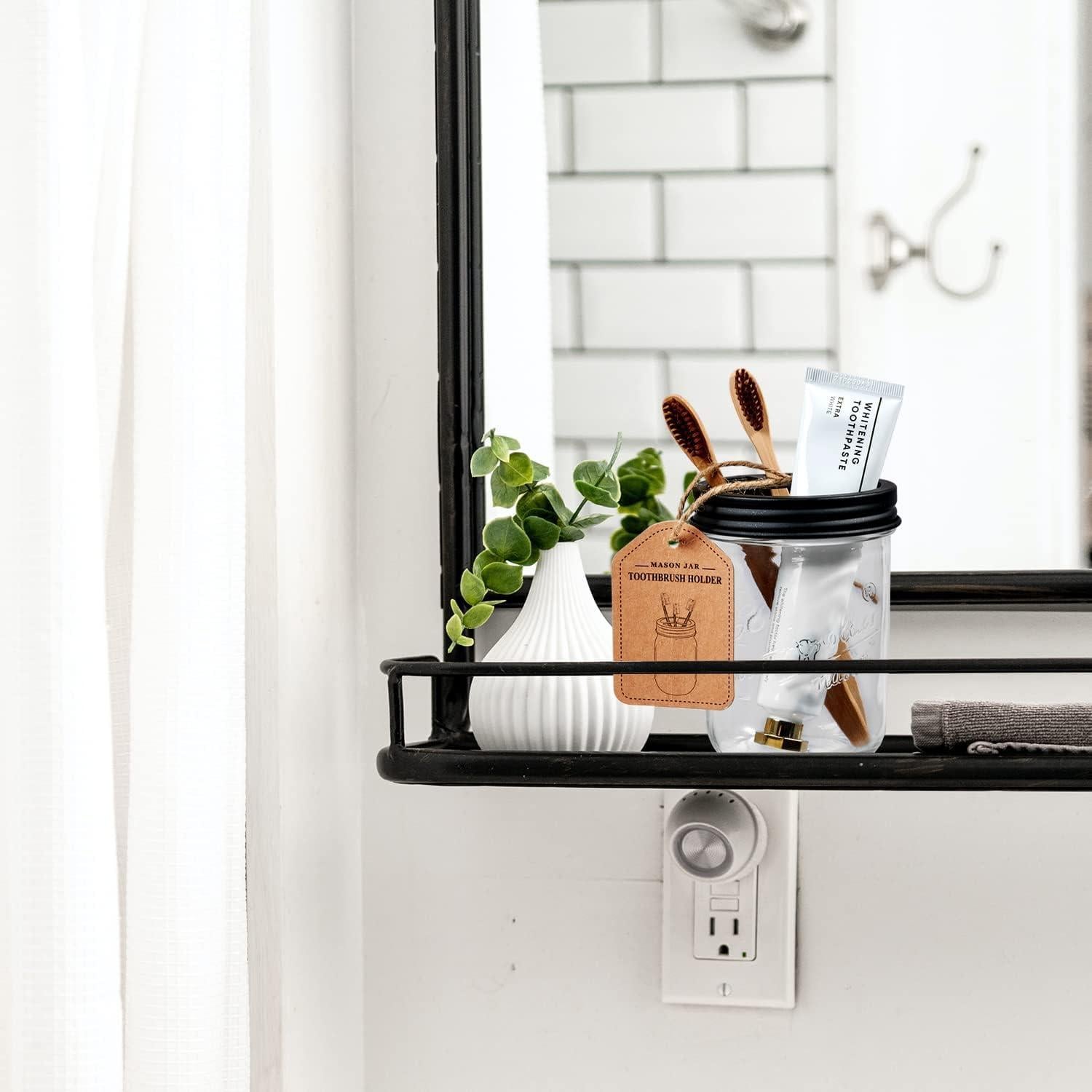 Soporte para Cepillos de Dientes Amolliar - Frasco Mason Negro