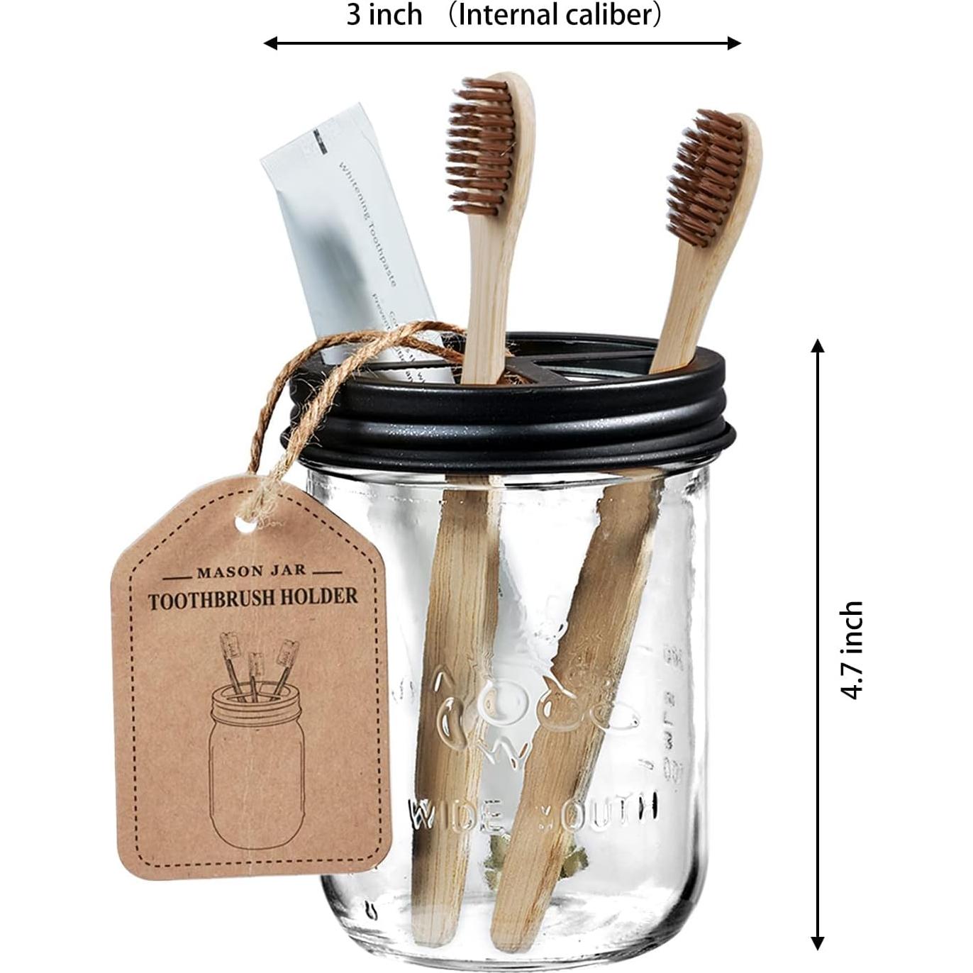 Soporte para Cepillos de Dientes Amolliar - Frasco Mason Negro