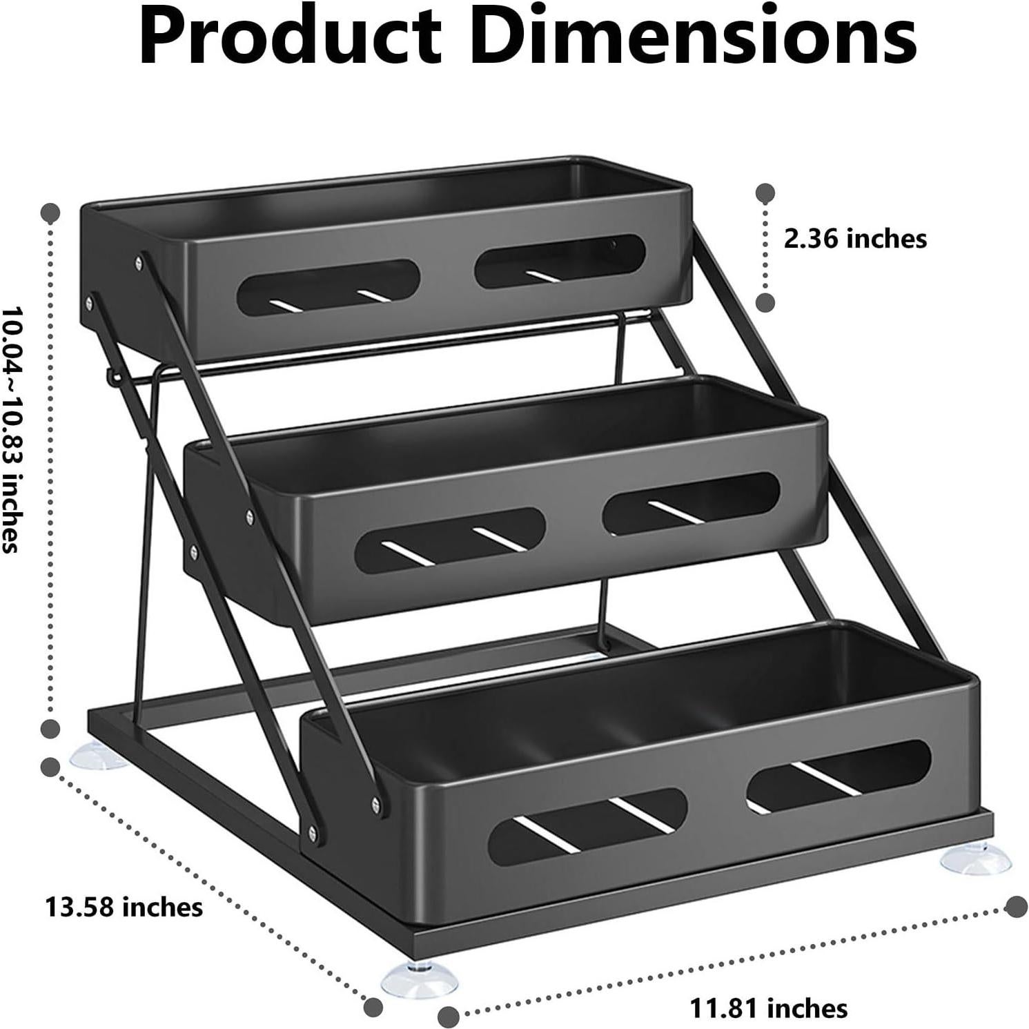 Organizador de Especias Plegable Ceetug 3 Niveles Negro