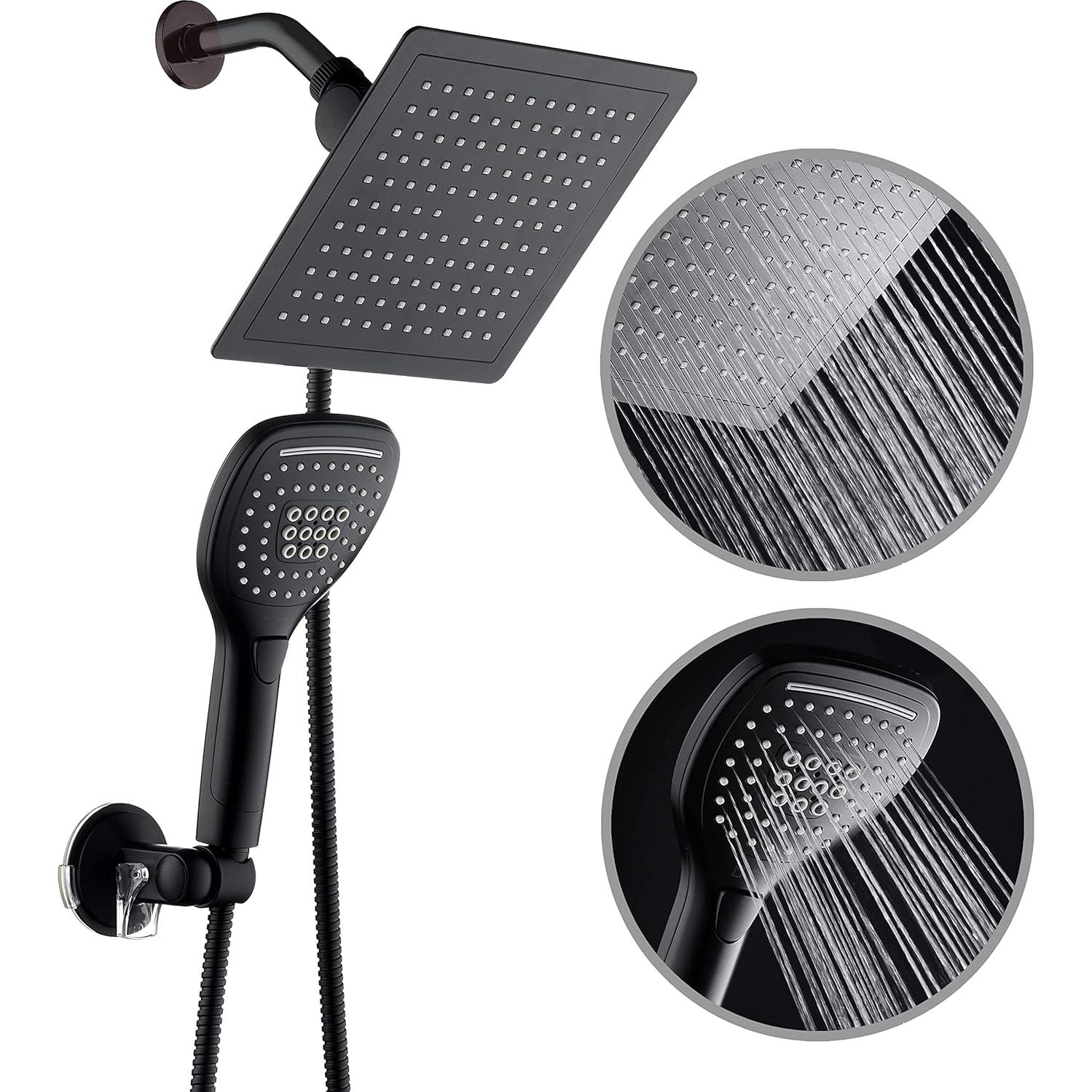 Cabezal de Ducha de Lluvia Dream Spa 9" Negro Mate con Ducha de Mano