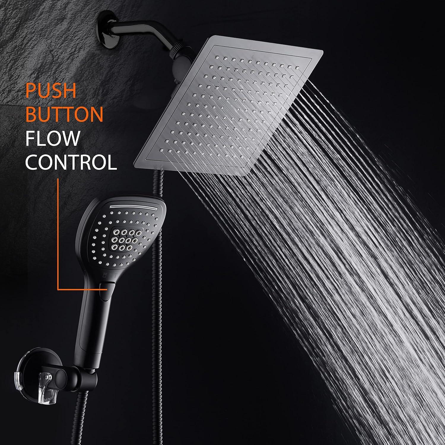 Cabezal de Ducha de Lluvia Dream Spa 9" Negro Mate con Ducha de Mano