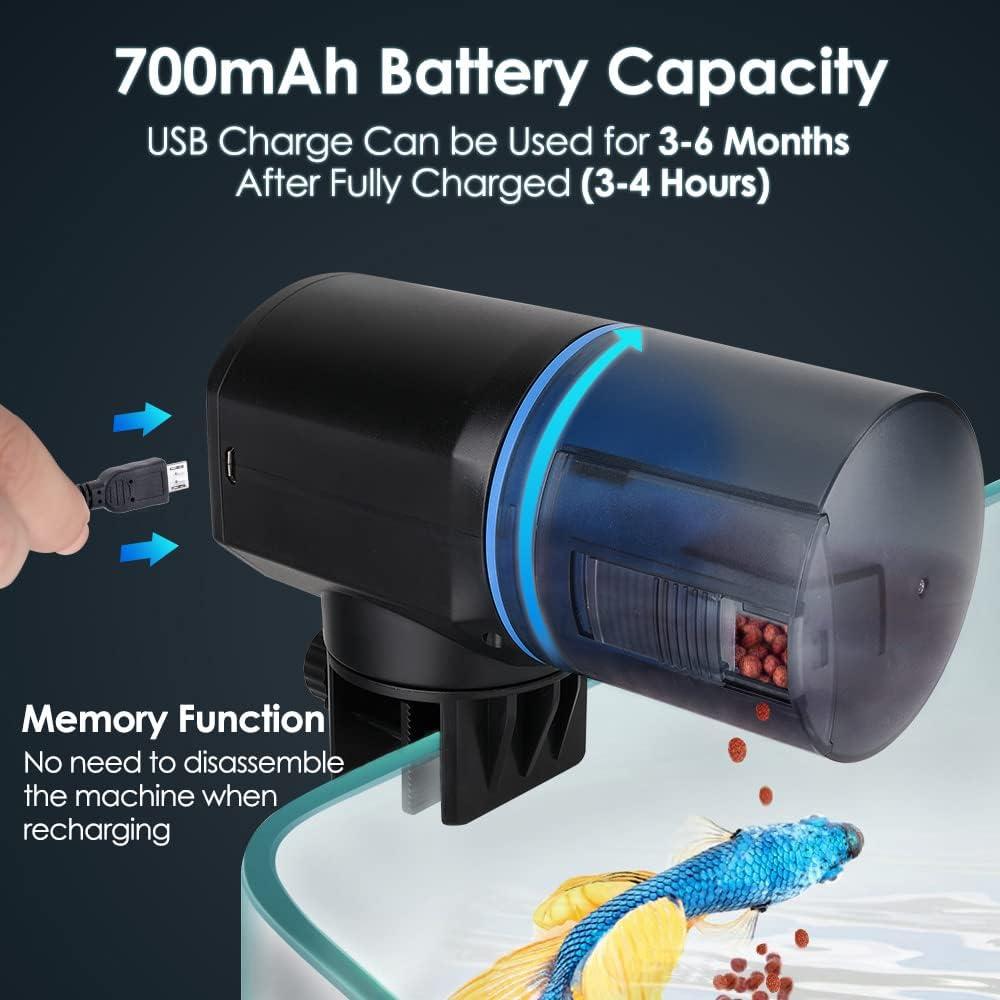 Alimentador Automático de Peces Lukovee 200ml USB Pantalla Hora
