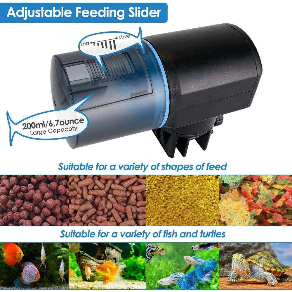 Alimentador Automático de Peces Lukovee 200ml USB Pantalla Hora