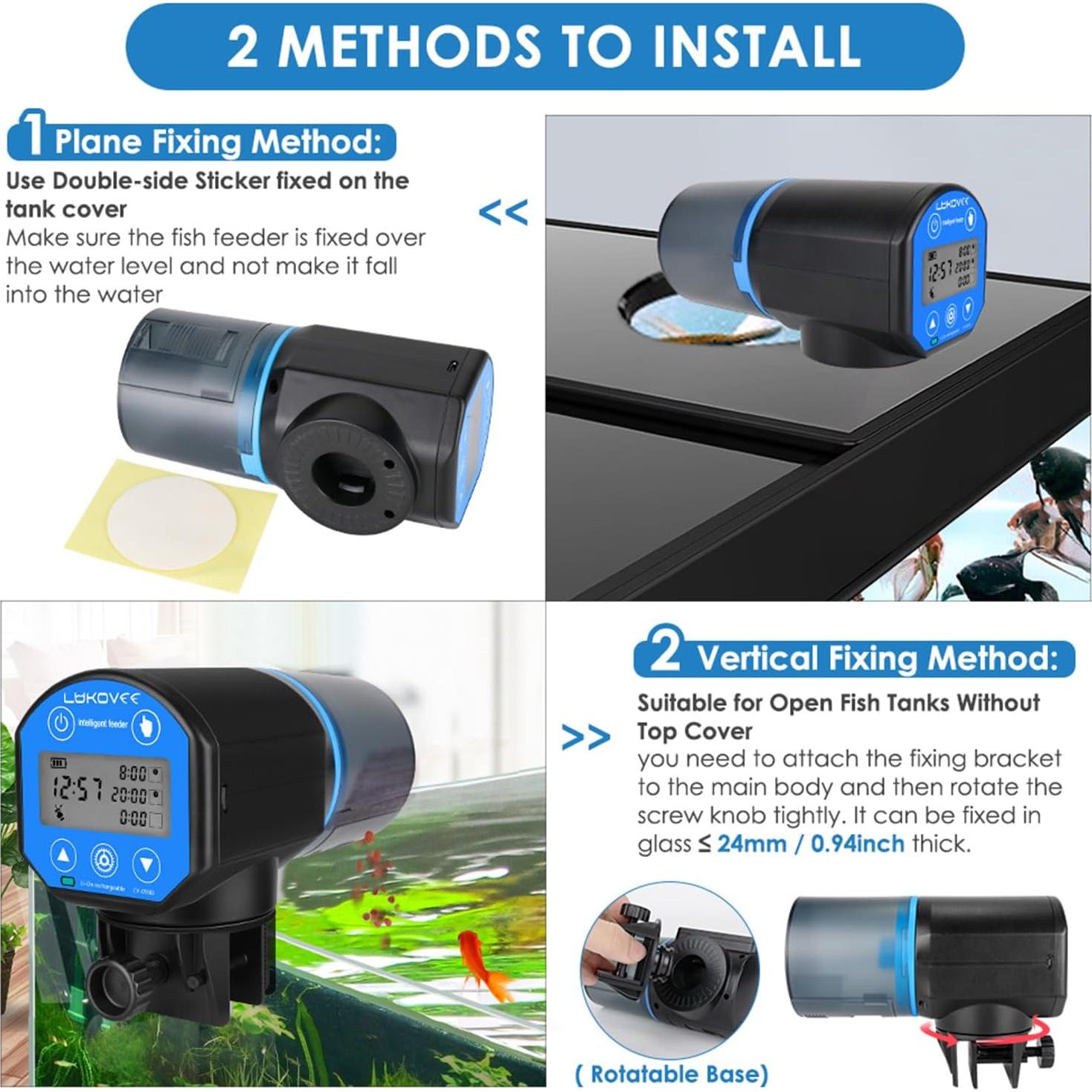 Alimentador Automático de Peces Lukovee 200ml USB Pantalla Hora