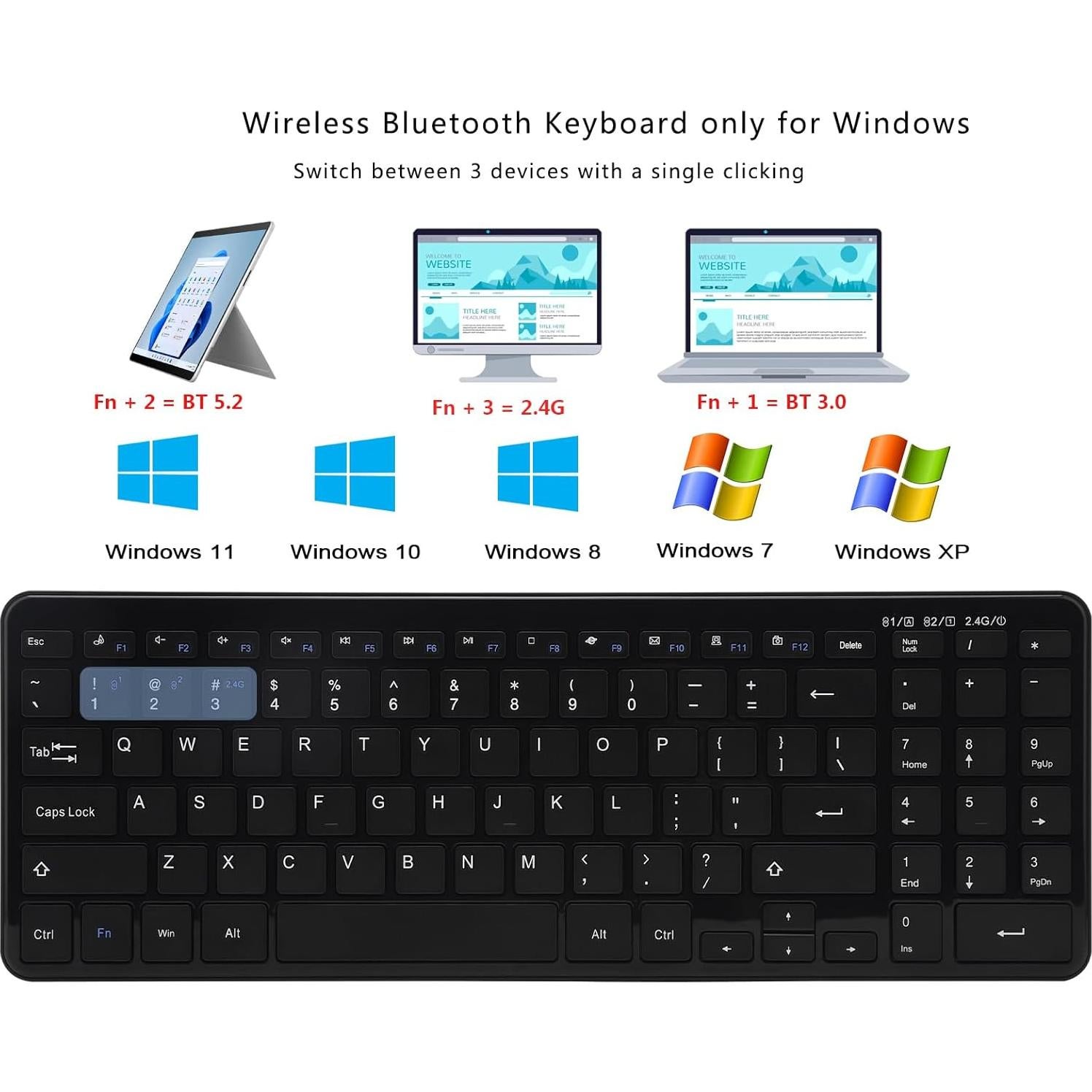 Teclado Bluetooth Inalámbrico Awaygerous JP090 Negro