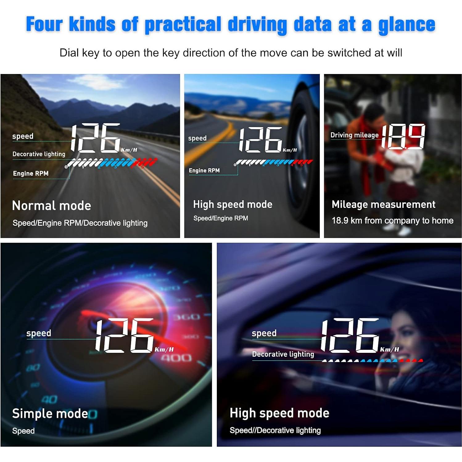 Car HUD Display Wiiyii M7, Medidor OBD/GPS, Velocidad y Más