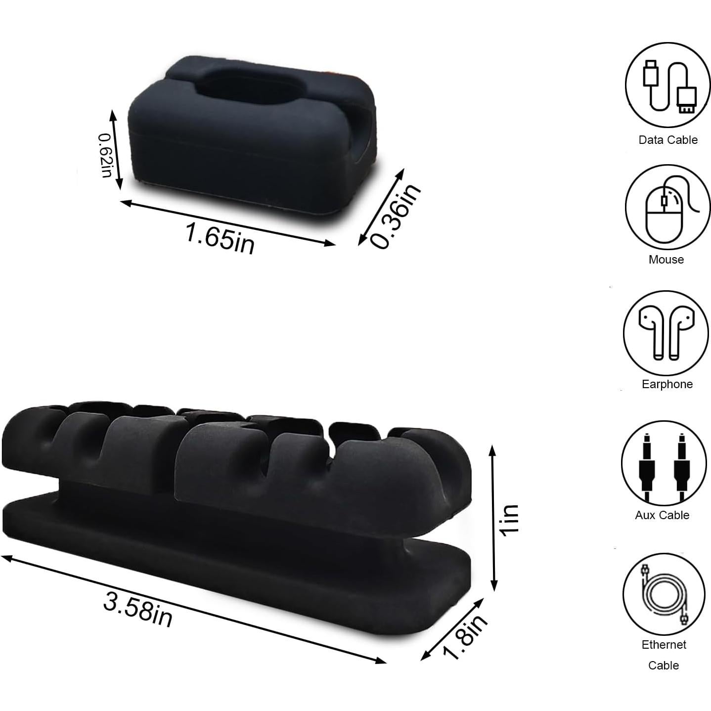 Clips Magnéticos para Cables Plalely, 5 Piezas Negro
