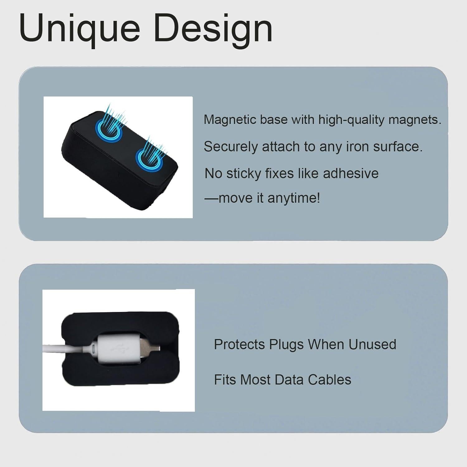 Clips Magnéticos para Cables Plalely, 5 Piezas Negro