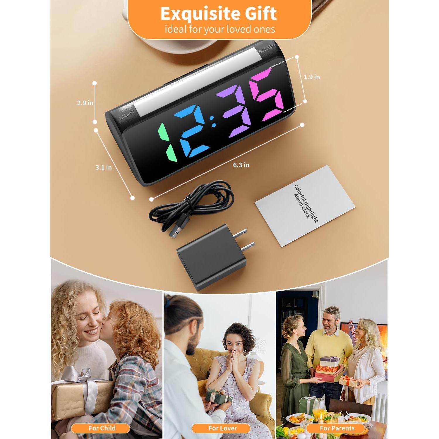 Reloj de Alarma Digital Netzu 6206D Negro con Luz RGB