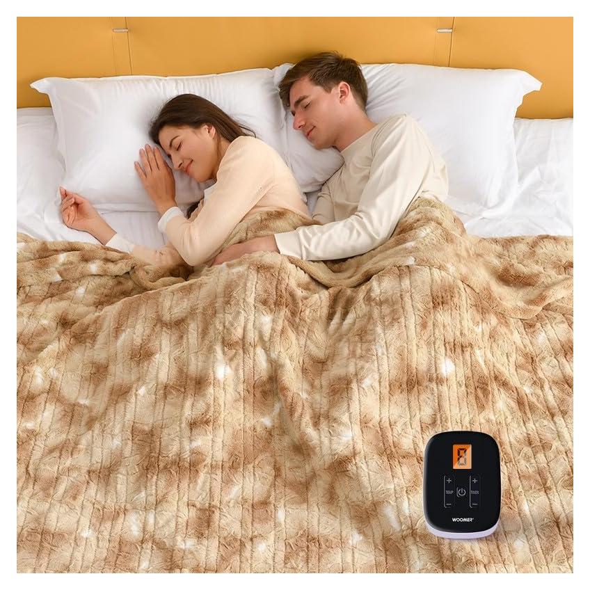 Manta Eléctrica WOOMER Individual 157x213 cm Franela Beige