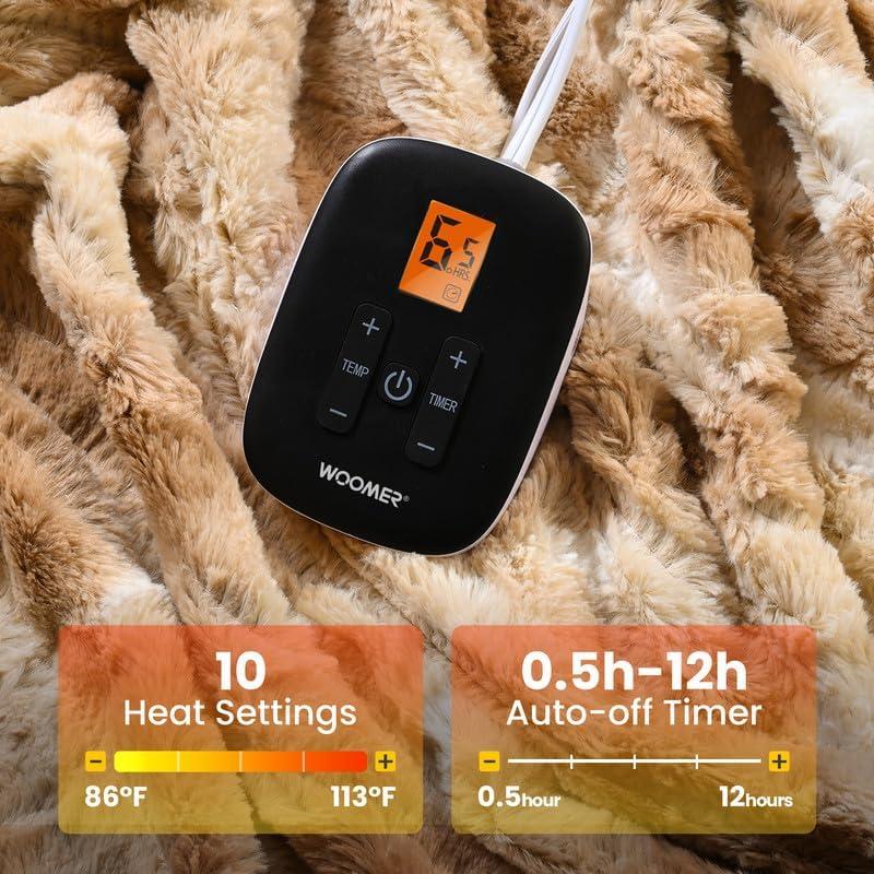 Manta Eléctrica WOOMER Individual 157x213 cm Franela Beige