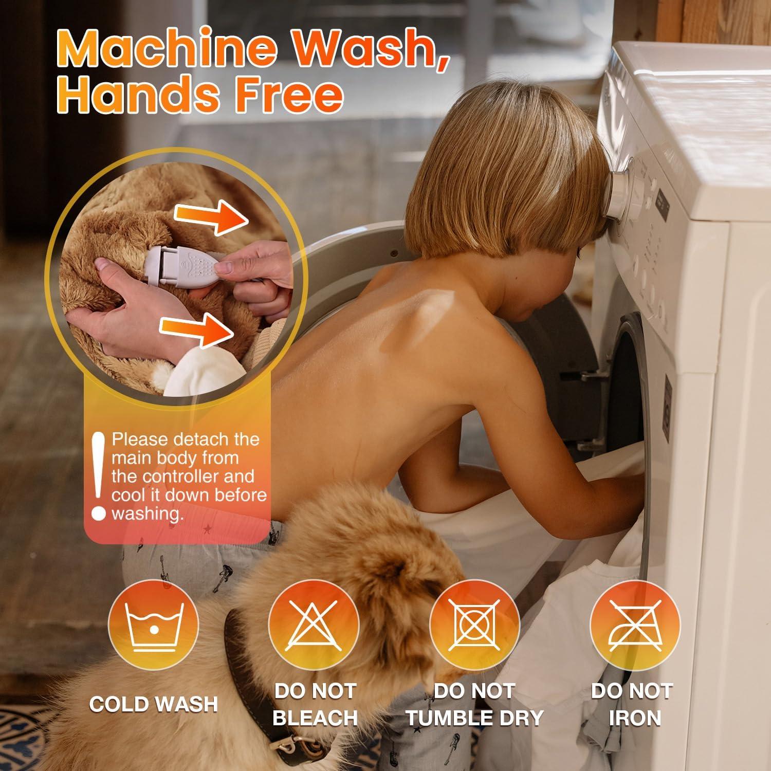 Manta Eléctrica WOOMER Individual 157x213 cm Franela Beige