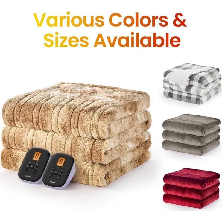 Manta Eléctrica WOOMER Individual 157x213 cm Franela Beige