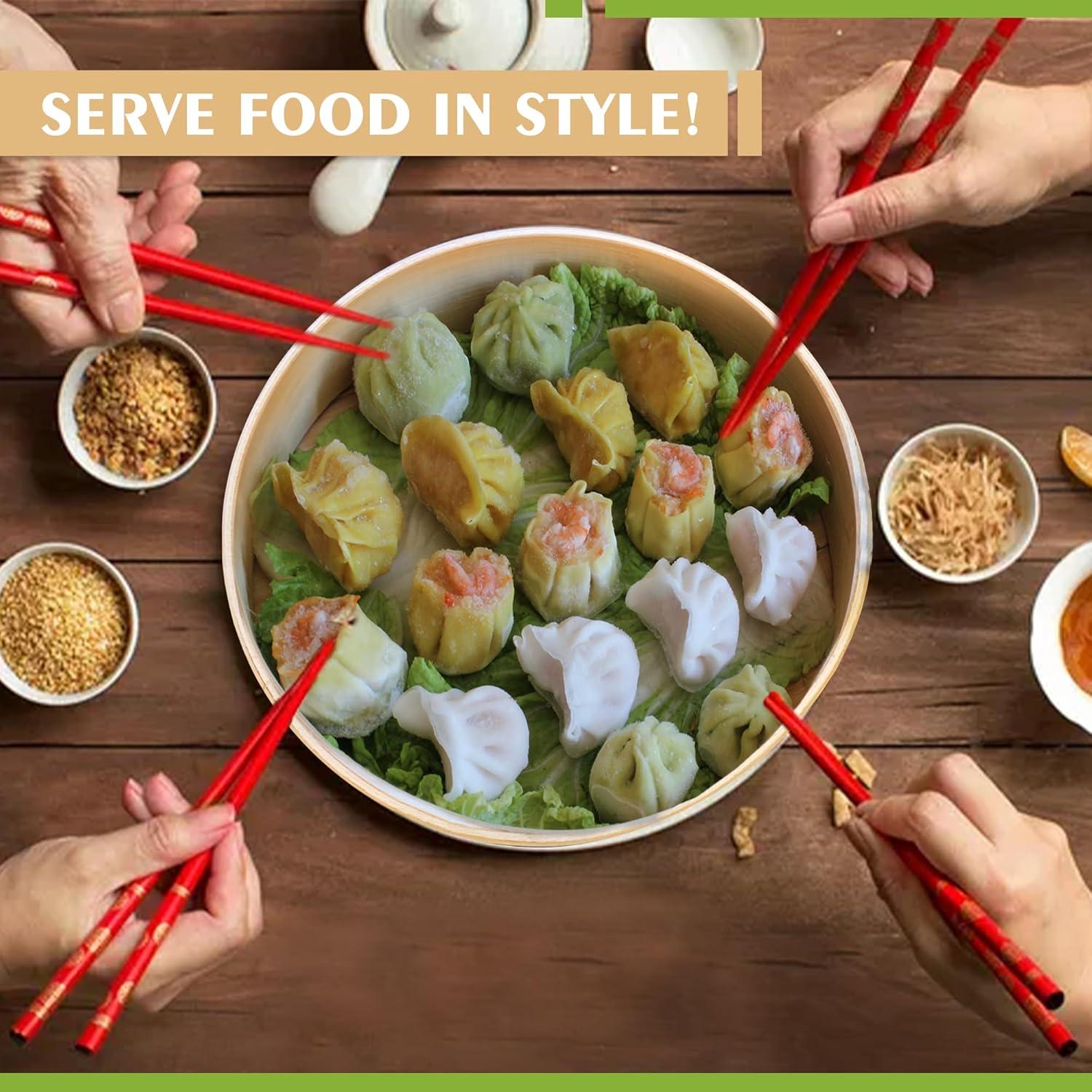 Zoie + Chloe Bamboo Steamer Basket - 2-Tier Dumpling Steamer for Cooking with 2 Reusable Cotton Liners for Bao, Dim Sum, Veggies, Asian Steamed Buns -Stackable, Space-Efficient - 8-Inch Steam Basket