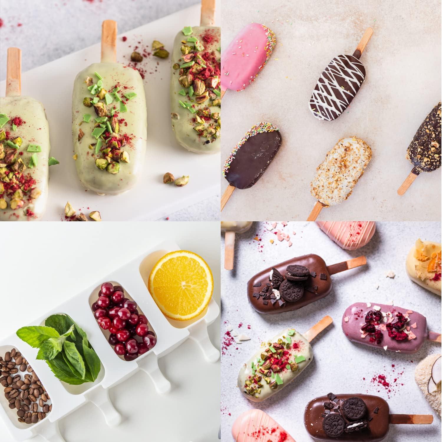 Set de 10 Moldes de Silicona para Paletas con 200 Palitos