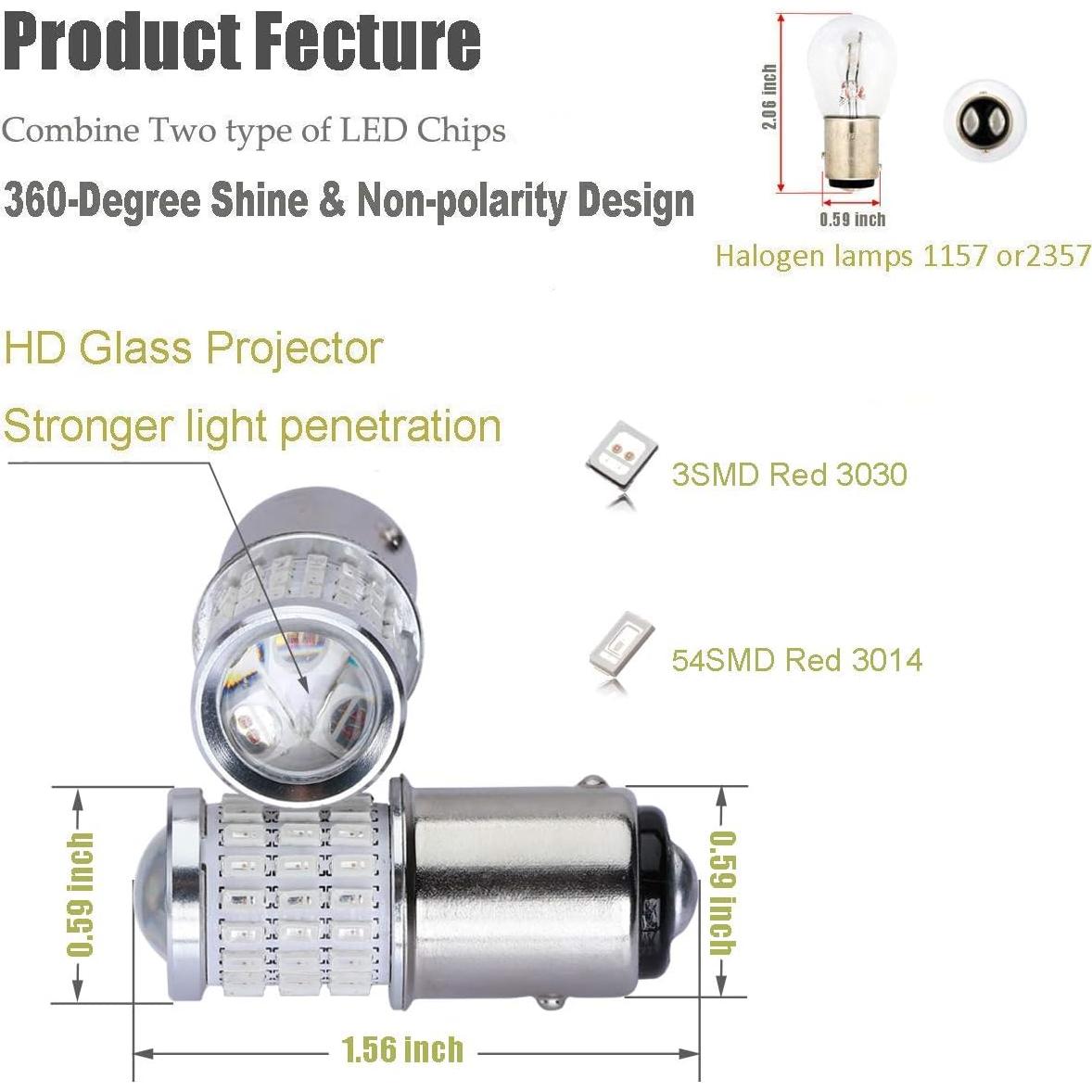 Bombillas LED iBrightstar 1157 Rojo Brillante 2 Piezas