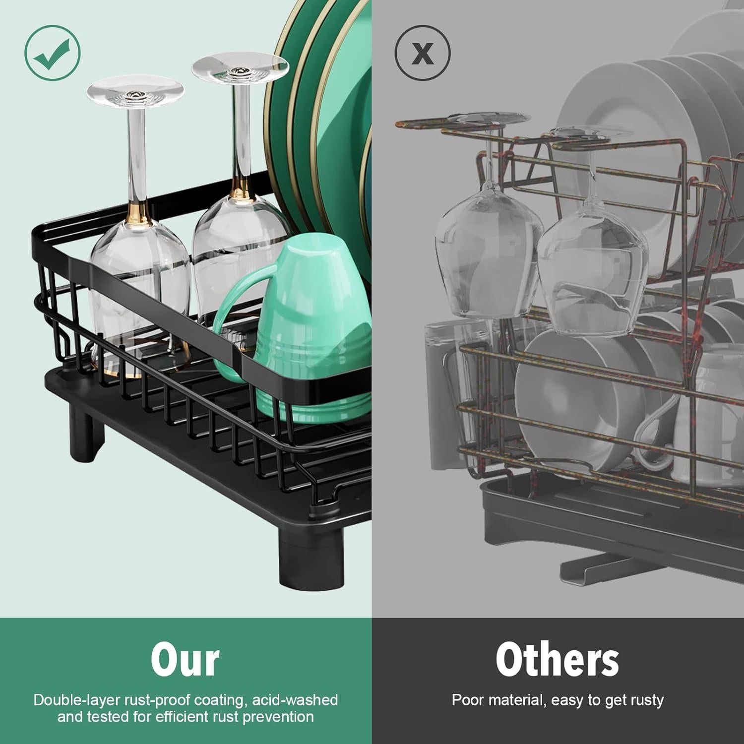 Estante para Secar Platos MOUKABAL Acero Inoxidable Negro 43.5x33.5x17 cm