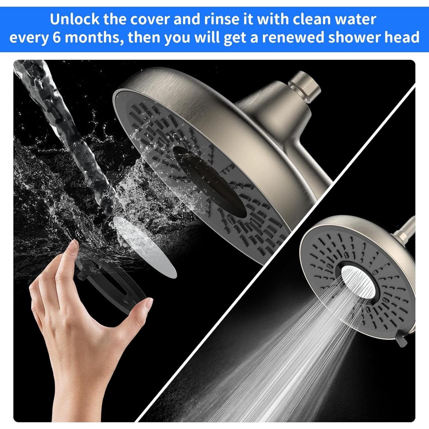 Cabezal de Ducha Filtrado BOWGER 20 cm Alta Presión Níquel