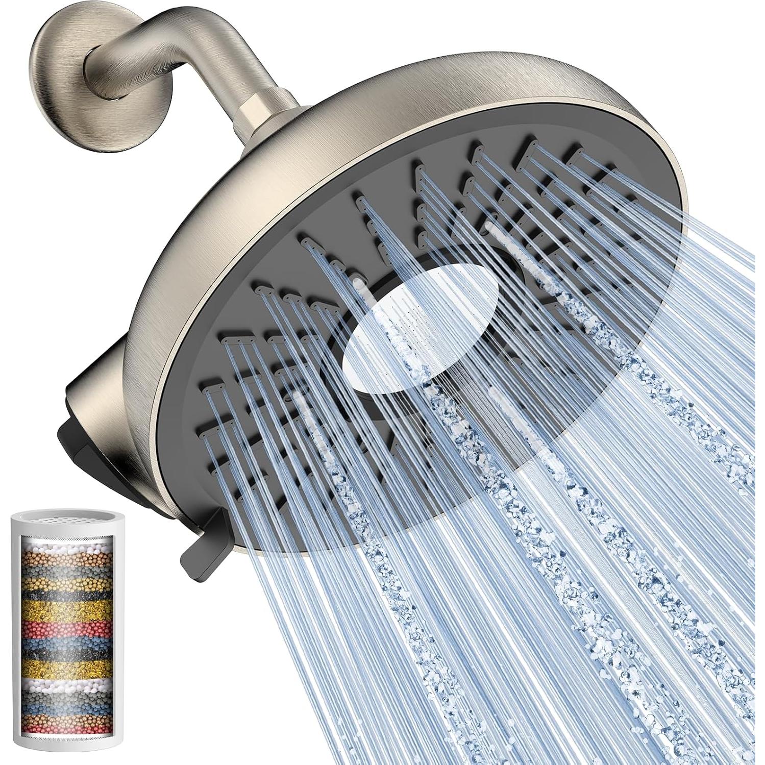 Cabezal de Ducha Filtrado BOWGER 20 cm Alta Presión Níquel