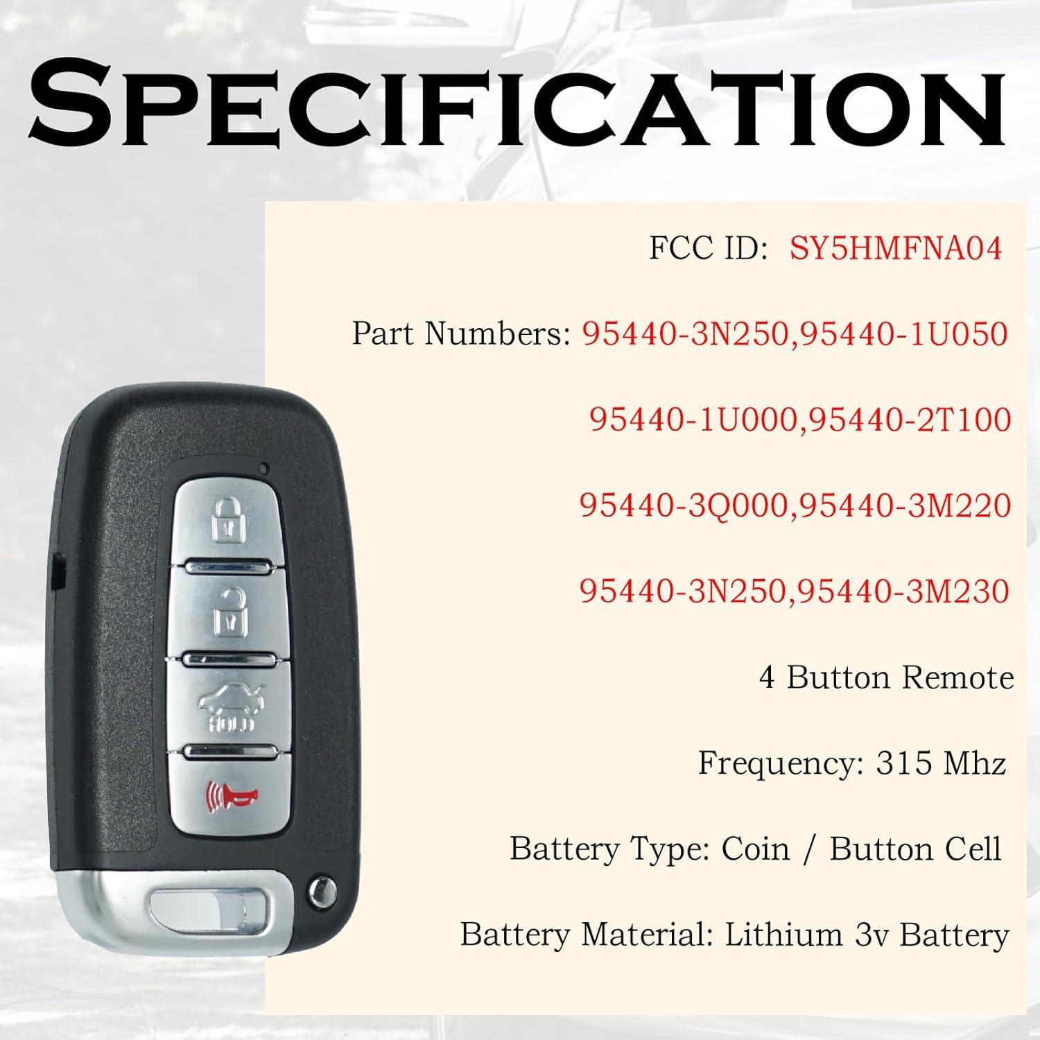 Llave Remota Hyundai Kia Compatible SY5HMFNA04 2010-2014