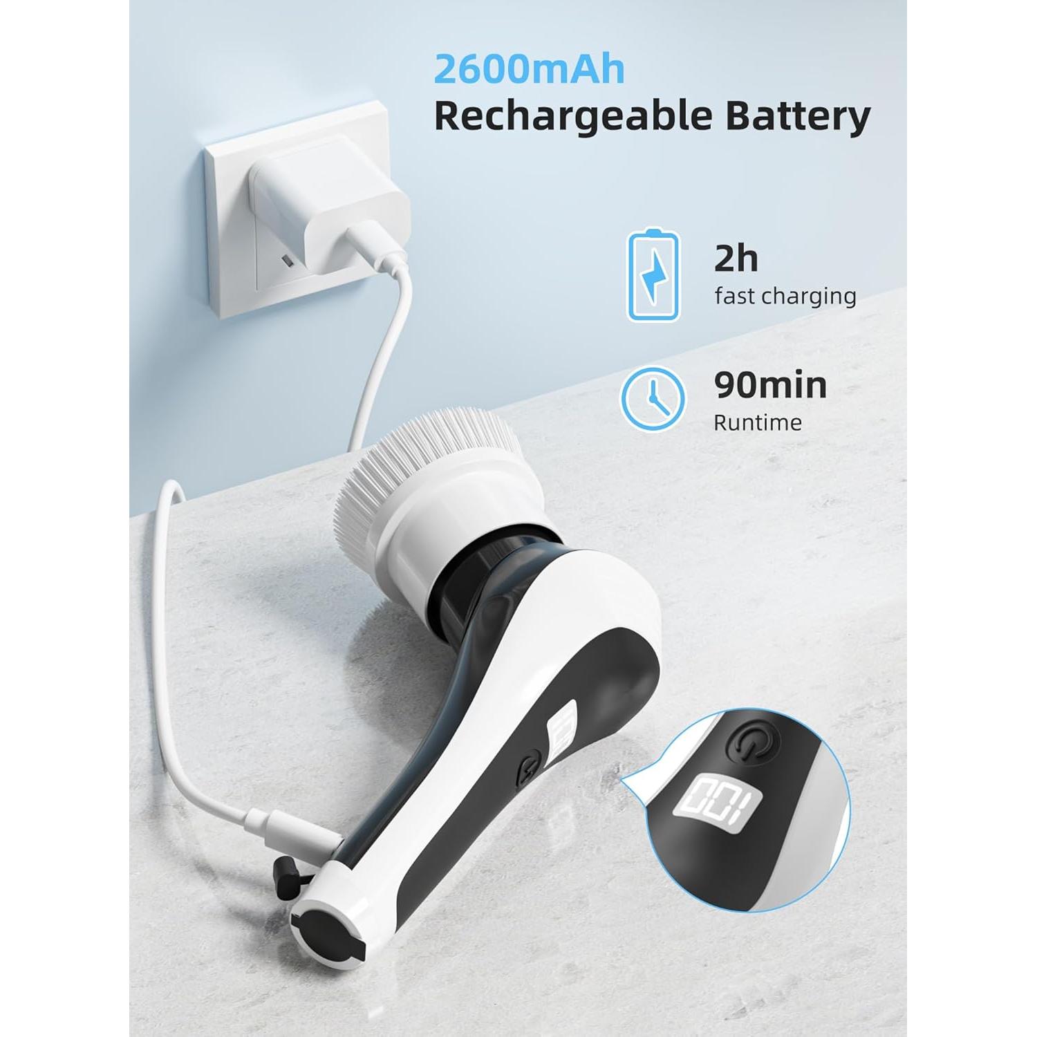 Cepillo Eléctrico Giratorio EMETE DB-1002 con 8 Cabezas y Pantalla