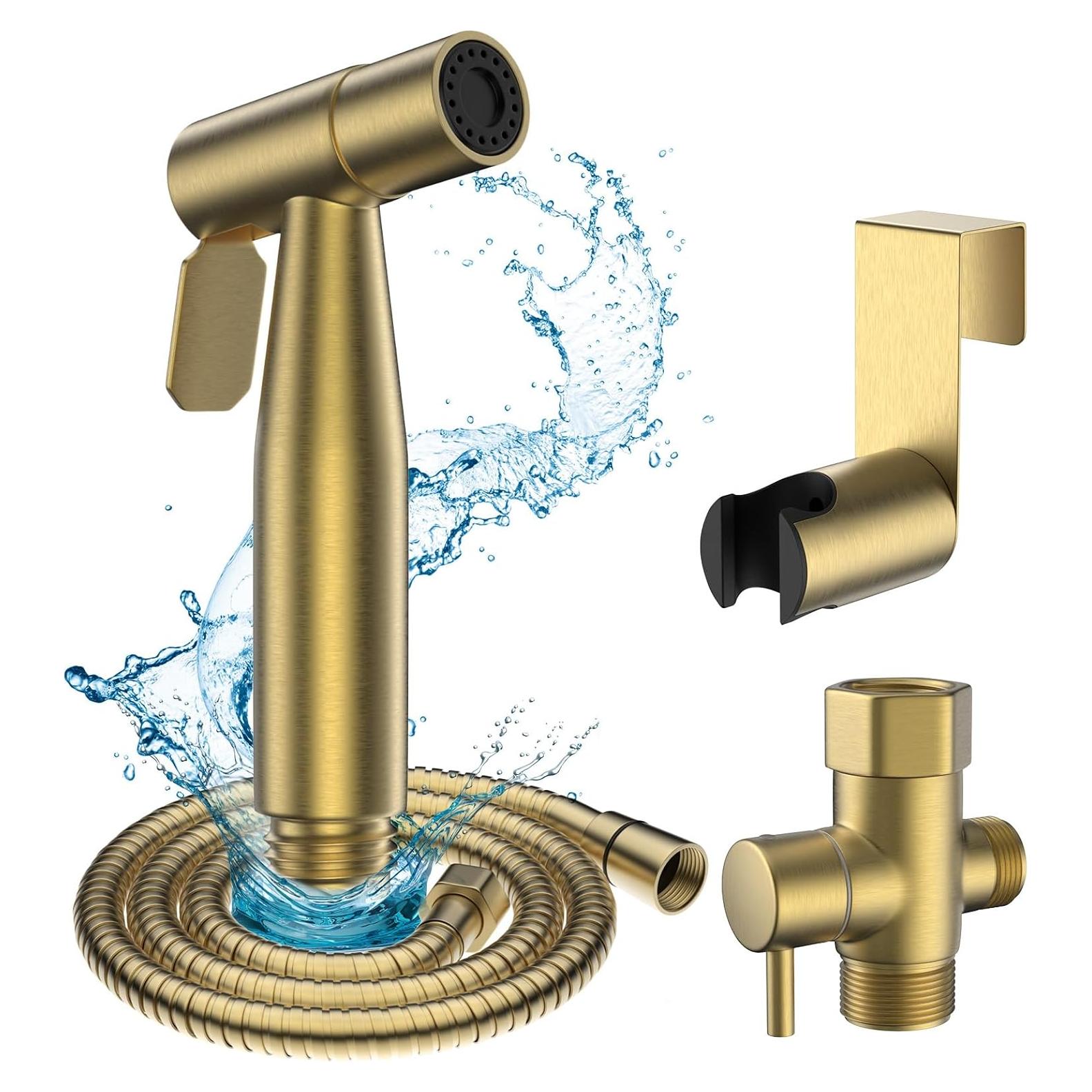 Rociador de Bidet FREDI Oro Cepillado, Acero Inoxidable, 1 Paquete