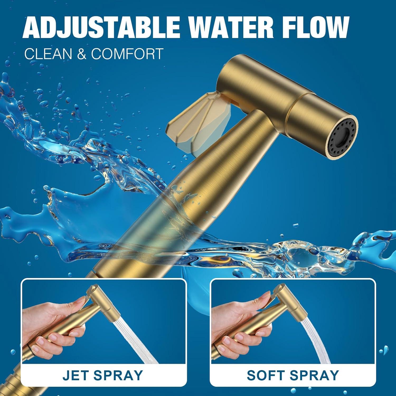 Rociador de Bidet FREDI Oro Cepillado, Acero Inoxidable, 1 Paquete