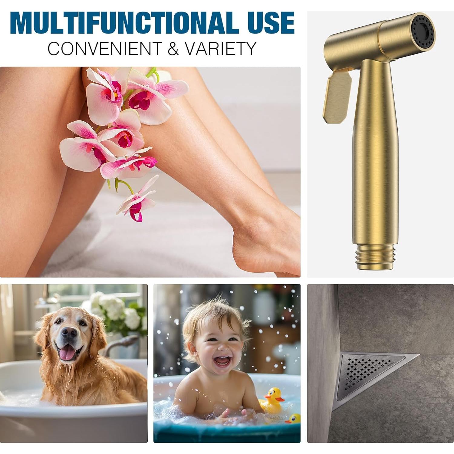 Rociador de Bidet FREDI Oro Cepillado, Acero Inoxidable, 1 Paquete