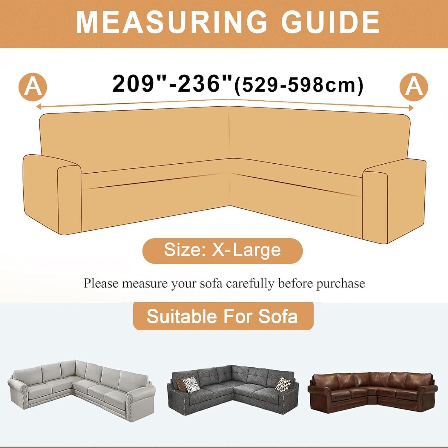 Cubierta Sofá Seccional Antideslizante ROFASVCO Beige XL