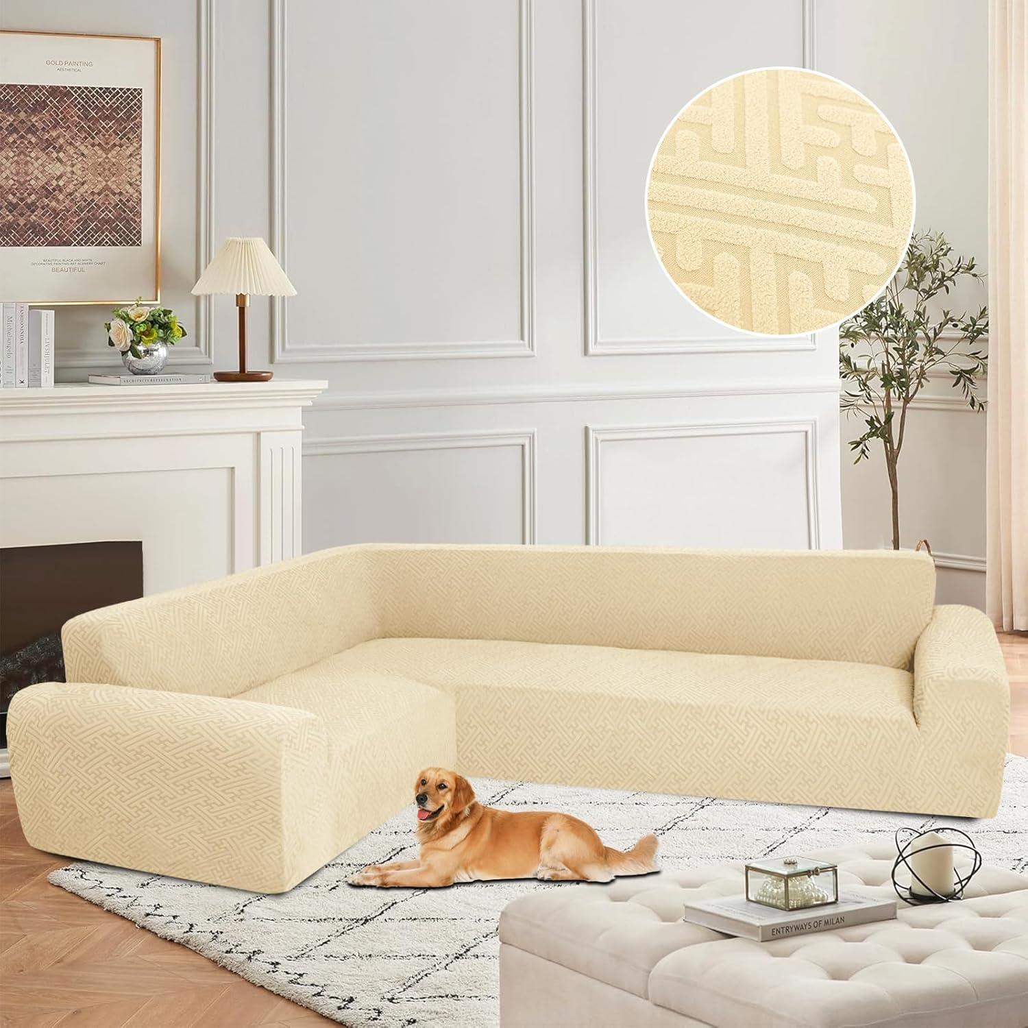 Cubierta Sofá Seccional Antideslizante ROFASVCO Beige XL