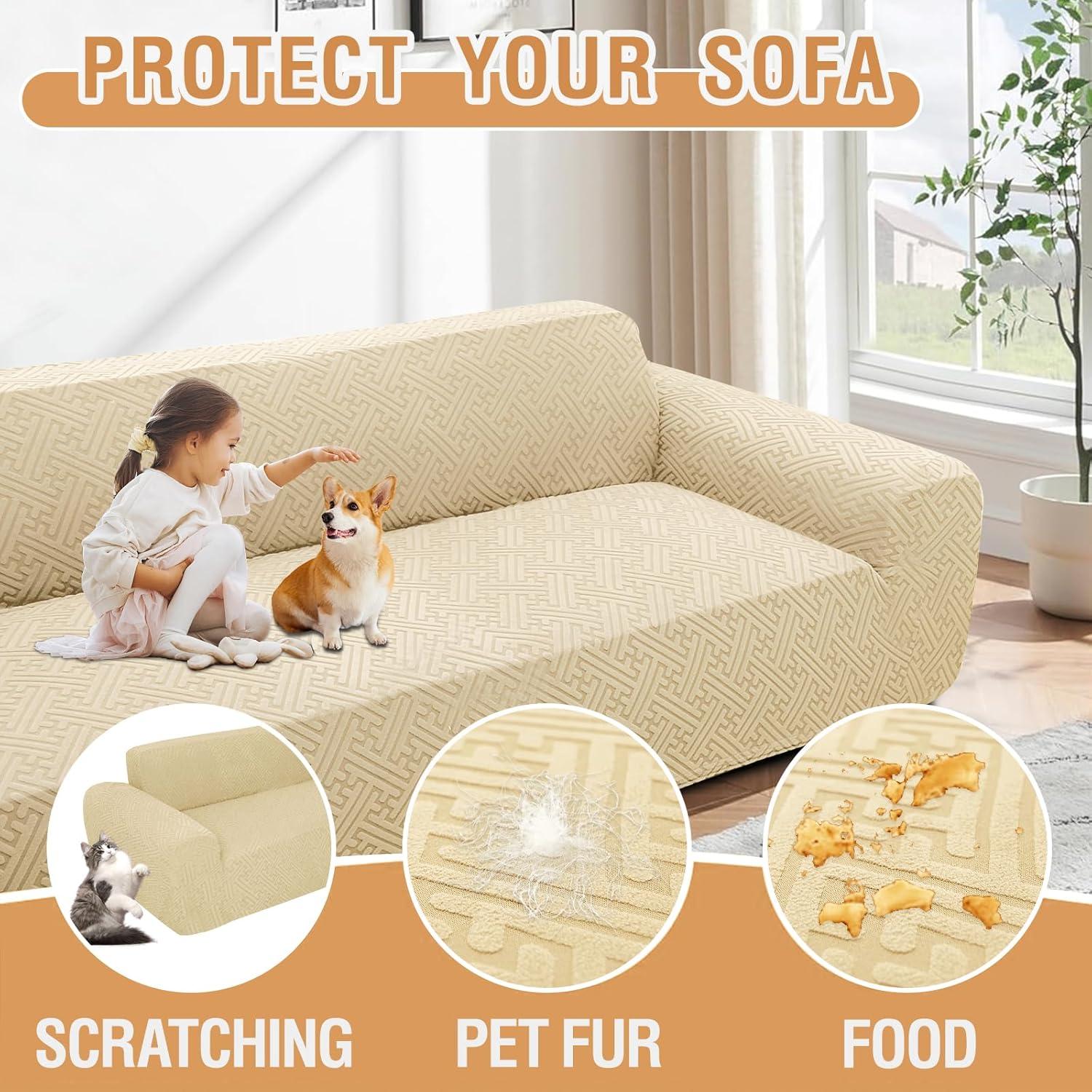 Cubierta Sofá Seccional Antideslizante ROFASVCO Beige XL