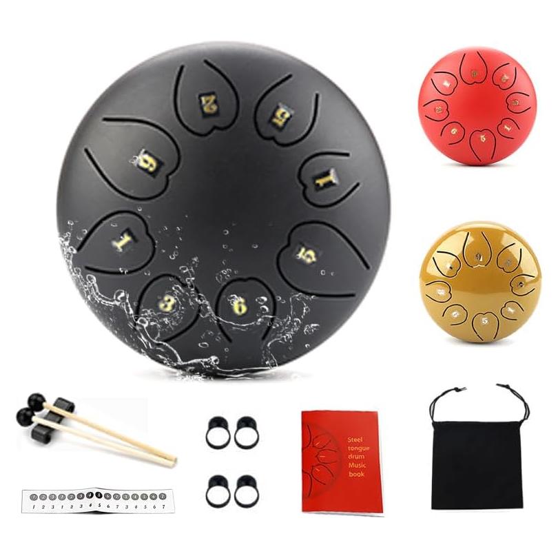 Tambor de Lengua de Acero Hsyok 15.24 cm 8 Notas Negro