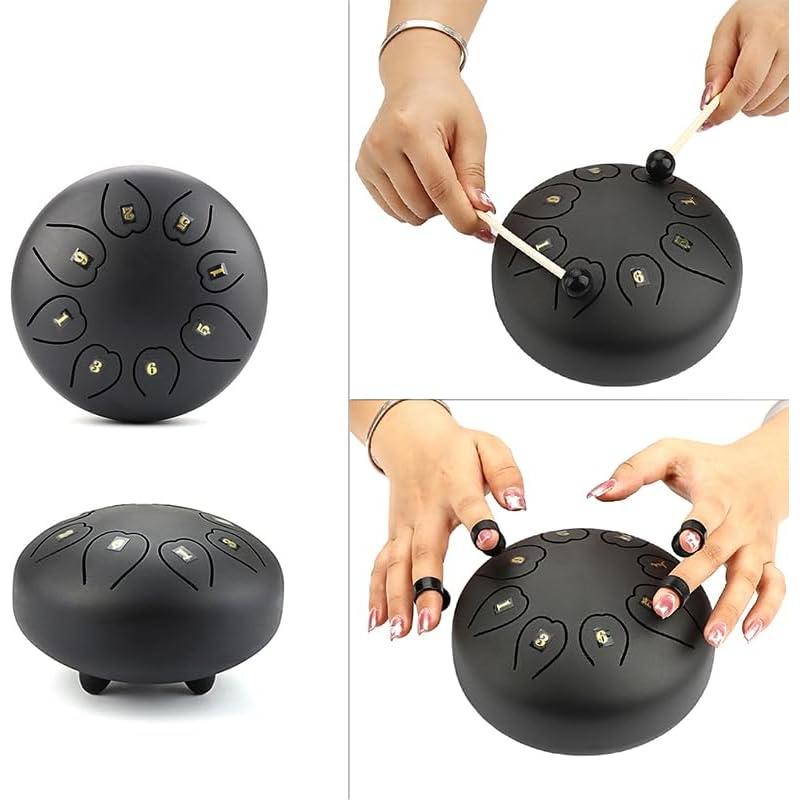 Tambor de Lengua de Acero Hsyok 15.24 cm 8 Notas Negro