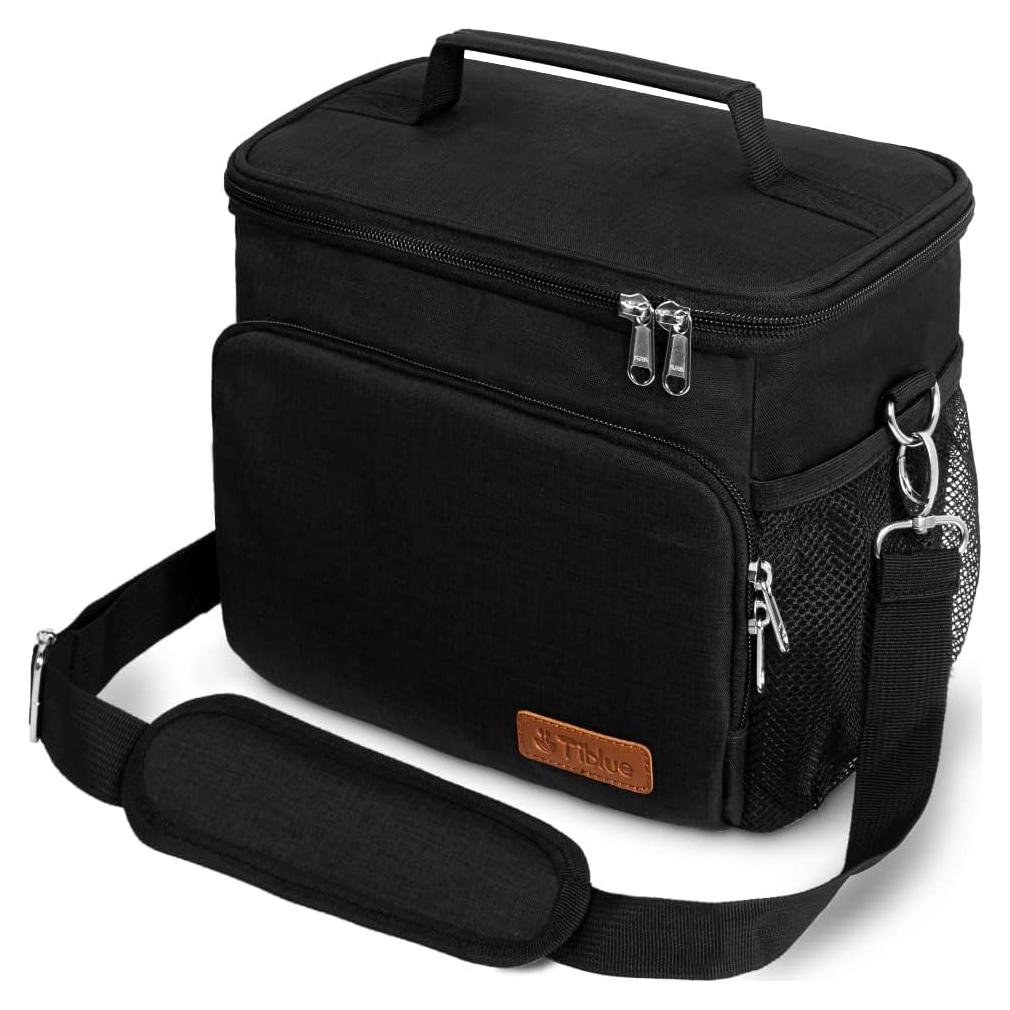 Bolsa de Almuerzo Aislada Tiblue Mediana Negra - Resistente a Fugas
