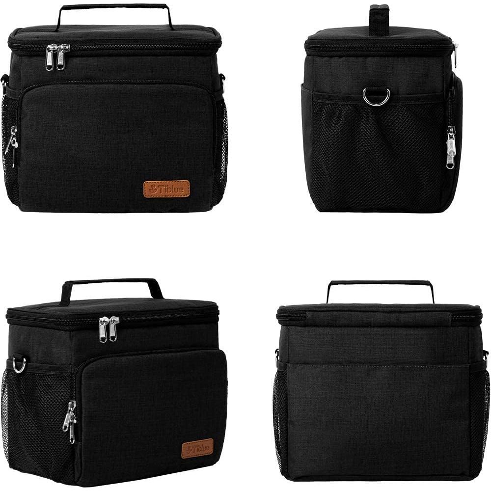 Bolsa de Almuerzo Aislada Tiblue Mediana Negra - Resistente a Fugas