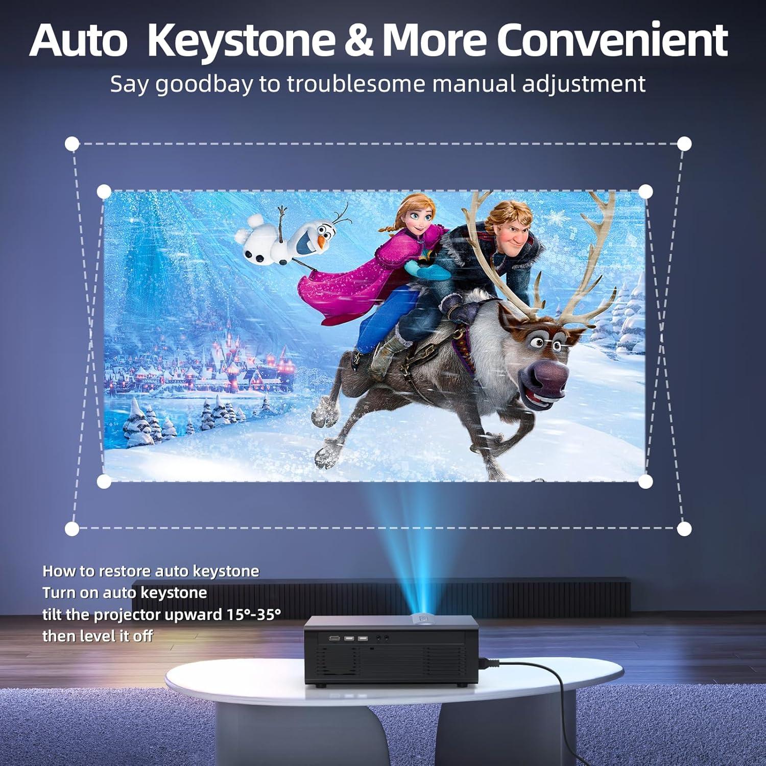 [Netflix Licensed & Dolby Audio] FUDONI 4k Smart Projector with WiFi and Bluetooth, Electric Focus & Auto Keystone, Native 1080P 800 ANSI Max 300'', 50% Zoom, Built-in Netflix/YouTube/PrimeVideo/Apps