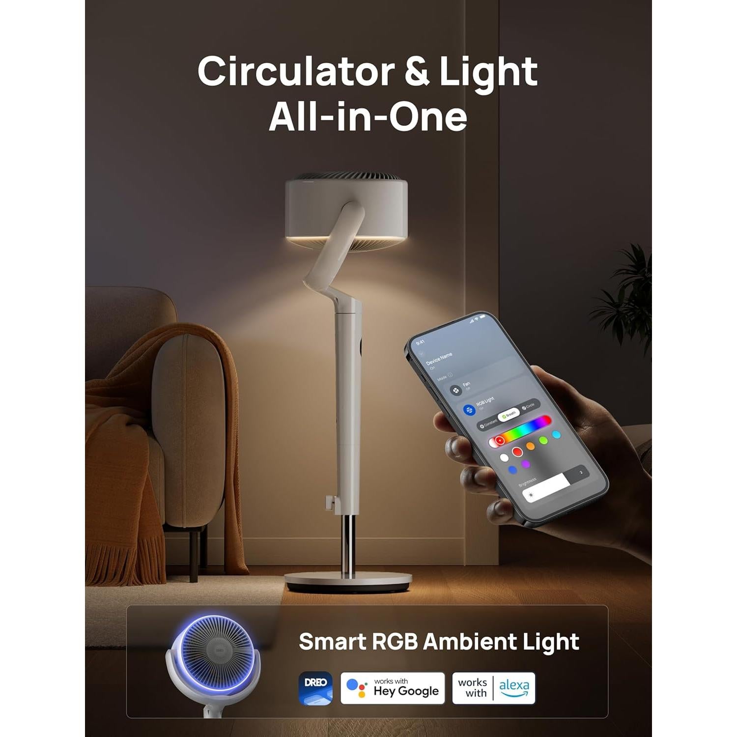 Ventilador de Pedestal Dreo DR-HPF008S Blanco 9 Velocidades 20dB