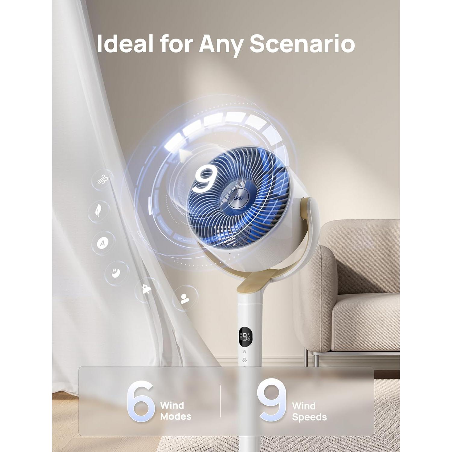 Ventilador de Pedestal Dreo DR-HPF008S Blanco 9 Velocidades 20dB