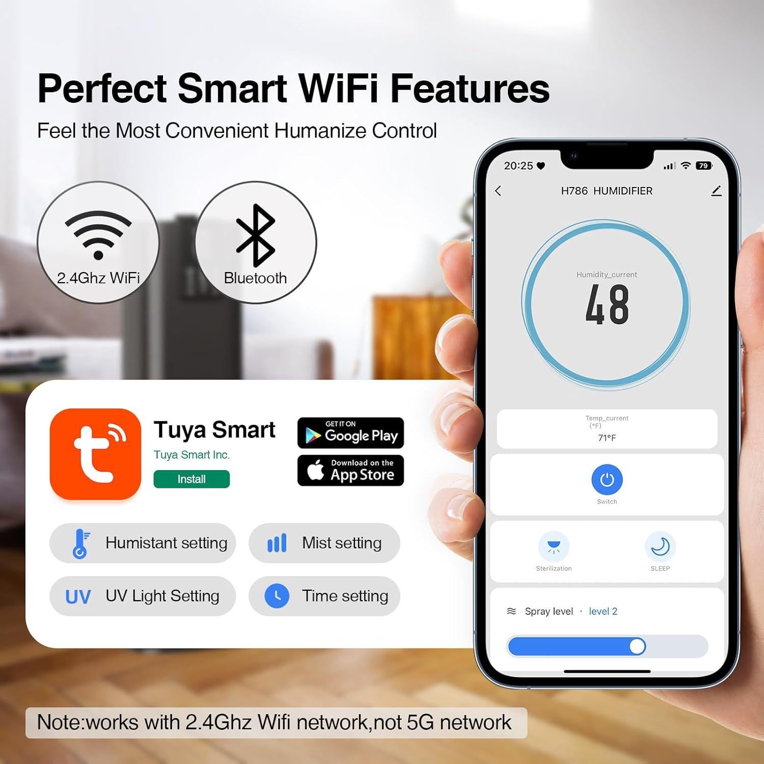 Humidificador Inteligente Honovos 8L Control Remoto Niebla Fría